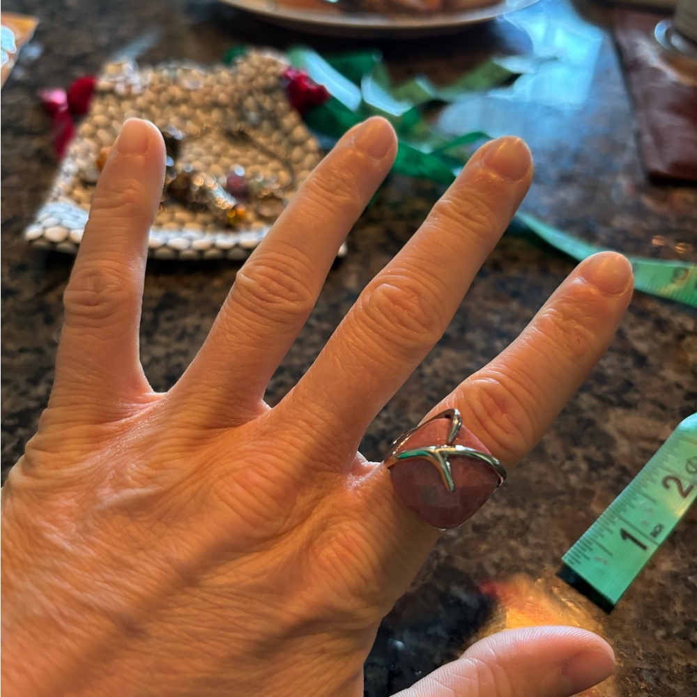 Silver and Pink Star Ring